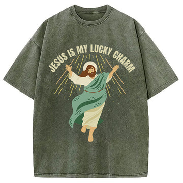 Personality fashion Christian St. Patricks Day Washed T-Shirt
