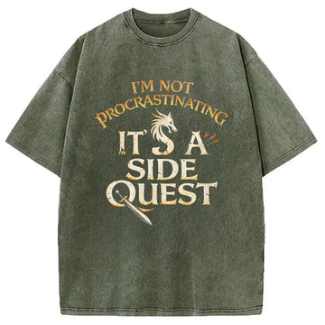 Personality fashion Side Quest Dragon Washed T-Shirt