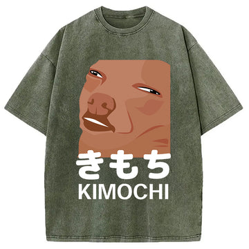 Personality fashion Kimochi Japanese Meme Washed T-Shirt