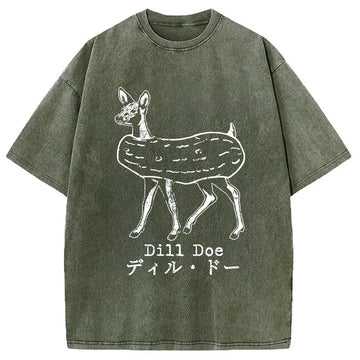 Personality fashion Cucumber Deer Washed T-Shirt