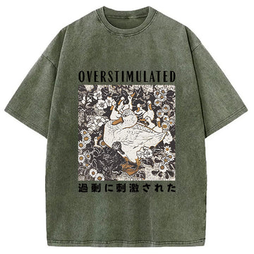 Personality fashion Overthinking Duck Washed T-Shirt