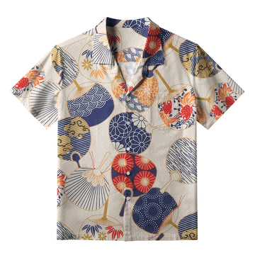 Personality fashion  Japanese Uchiwa Flat Fan Aloha Hawaiian Shirt
