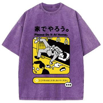 Personality fashion Drunk On The Train Washed T-Shirt