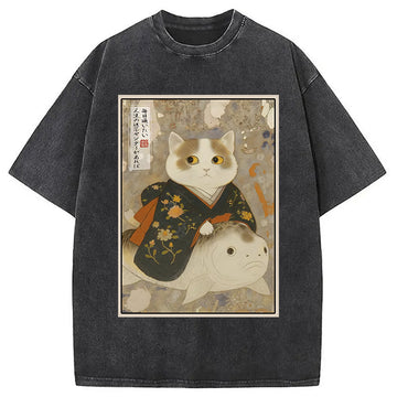Personality fashion The Cat and the Art of Getting Lost Washed T-Shirt