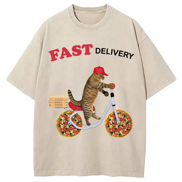 Personality fashion Fast Delivery Cat Washed T-Shirt