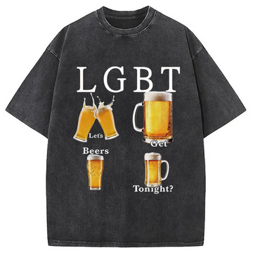 Personality fashion Lets Get Beers Washed T-Shirt