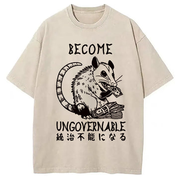Personality fashion Ungovernable Opossum Washed T-Shirt