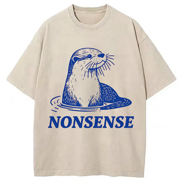 Personality fashion Funny Sea Otters Meme Washed T-Shirt