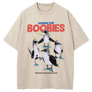 Personality fashion Hooray for Boobies Washed T-Shirt