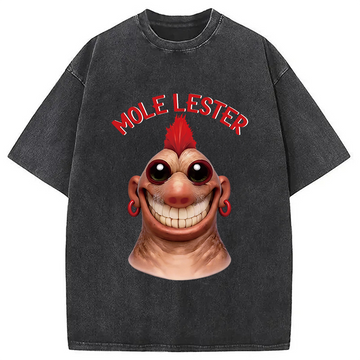 Personality fashion Mole Lester Funny Washed T-Shirt
