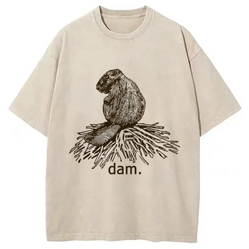 Personality fashion Funny Beaver Washed T-Shirt