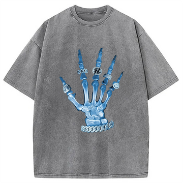 Personality fashion Diamond Xray Hip Hop Hand Washed T-Shirt