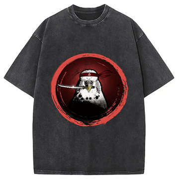 Personality fashion Funny Parrot Samura Washed T-Shirt