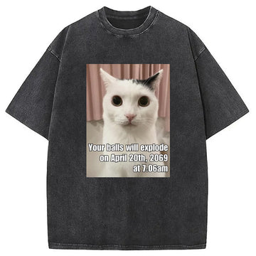 Personality fashion Your Balls Will Explode | Funny Washed T-Shirt