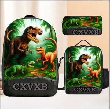 Customized Dinosaur Backpack Set - Personalized Name - Gifts For Kids