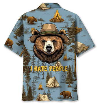 Camping Bear I Hate People Hawaiian Shirt