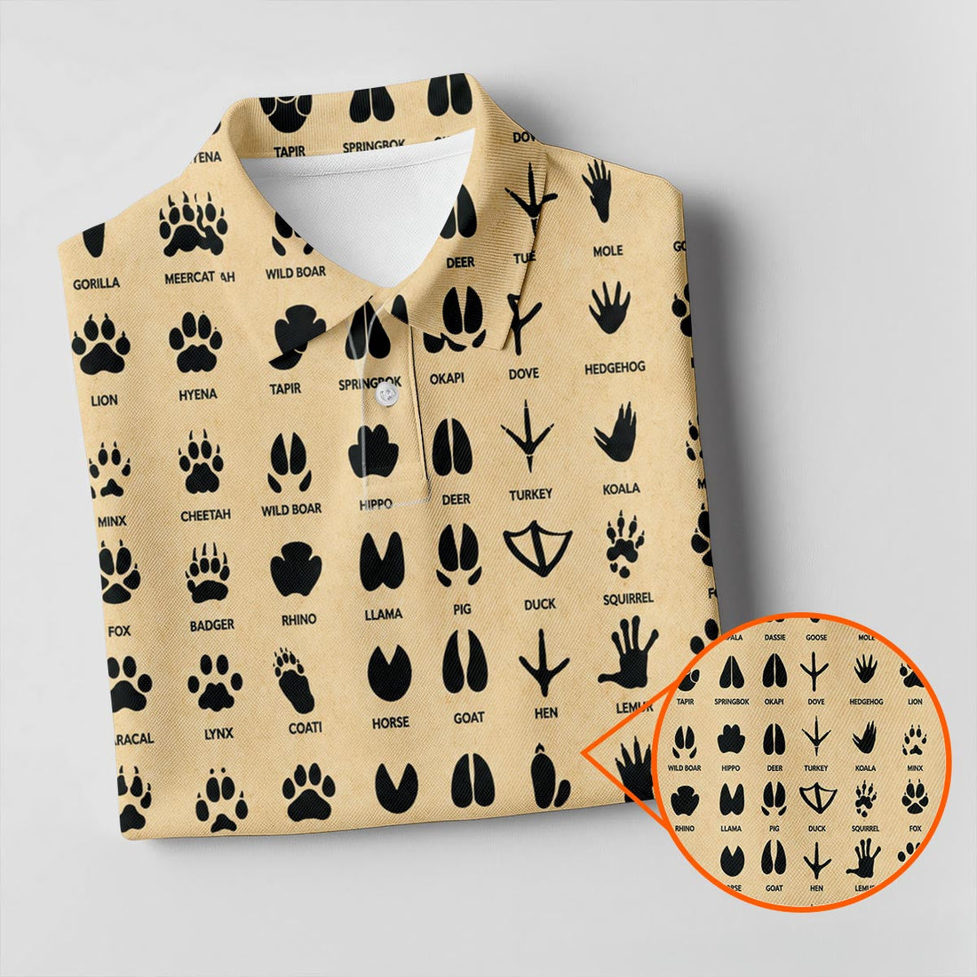Animal Tracks Pattern Polo Shirt Wildlife Footprint Hunting shirt For men