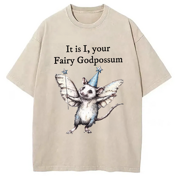 Personality fashion It Is I, Your Fairy Godpossum Washed T-Shirt