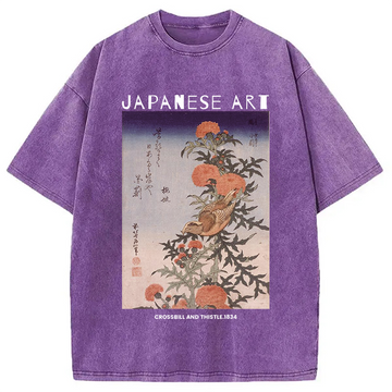 Personality fashion Crossbill and Thistle Washed T-Shirt