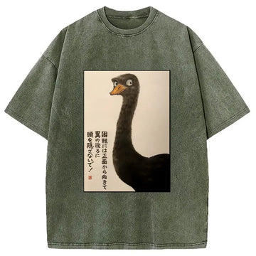 Personality fashion Avoid Difficulties Funny Washed T-Shirt