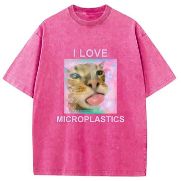 Personality fashion I Love Microplastics Washed T-Shirt