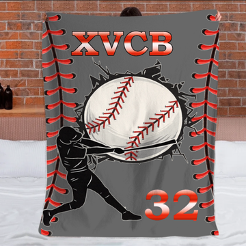 Customized Baseball Design Soft Blanket - Personalized Color And Name - Gifts for Athlete, Baseball Enthusiast