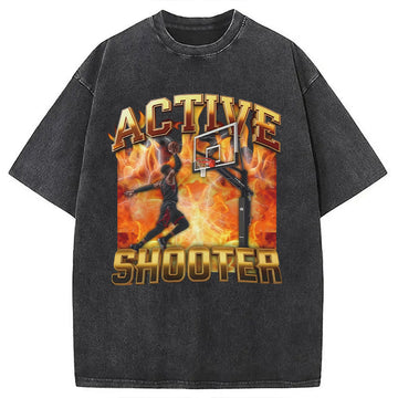 Personality fashion Elite Shooter Basketball Washed T-Shirt