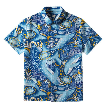 Personality fashion  Whales In The Ocean Button-up Shirt
