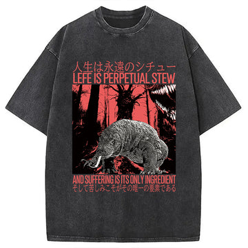 Personality fashion Life is Perpetual Stew Washed T-Shirt