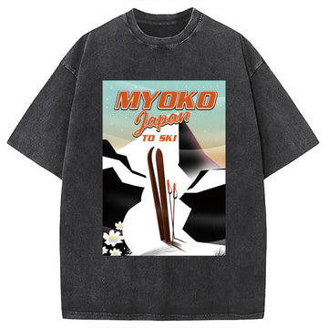 Personality fashion Myoko Japan Washed T-Shirt