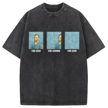 Personality fashion Funny Van Gogh Washed T-Shirt