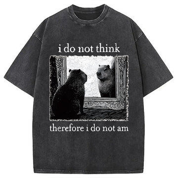 Personality fashion Capybara Paradox Washed T-Shirt
