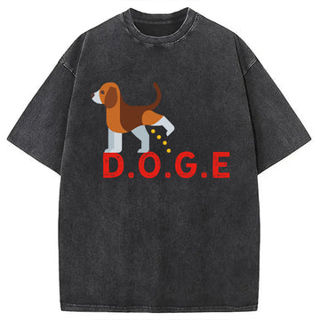 Personality fashion Anti DOGE Washed T-Shirt