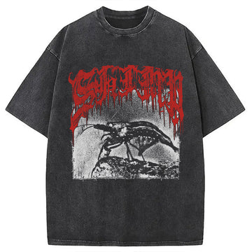 Personality fashion Shimp Metal Washed T-Shirt