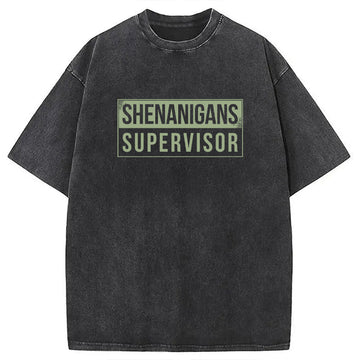 Personality fashion Shenanigans Supervisor Washed T-Shirt