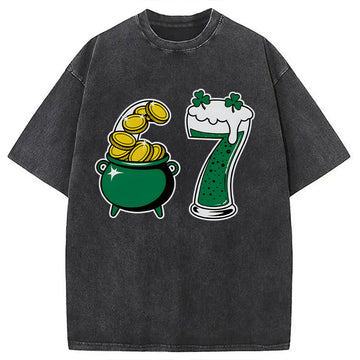 Personality fashion Funny 6 7 St Patricks Day Washed T-Shirt