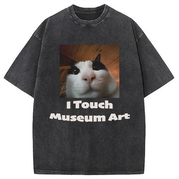 Personality fashion Museum Art Meme Washed T-Shirt