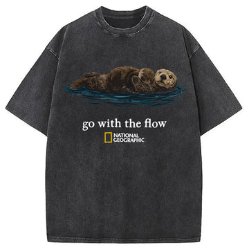 Personality fashion Go With The Flow Washed T-Shirt
