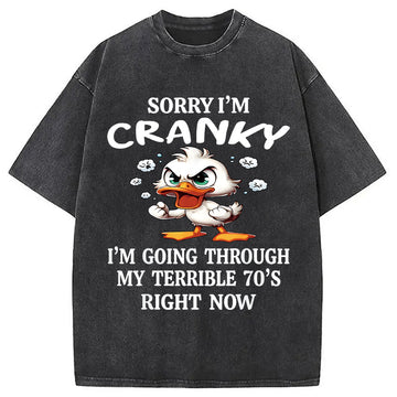 Personality fashion Sorry I'm Cranky Washed T-Shirt