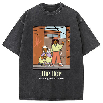Personality fashion Hip Hop The Original Art Form Washed T-Shirt