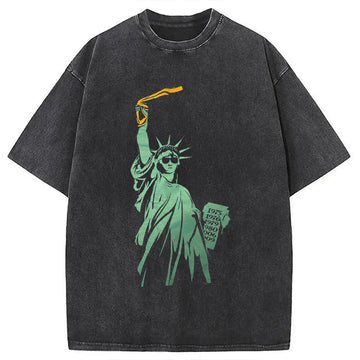 Personality fashion Statue of Liberty Pittsburgh Washed T-Shirt