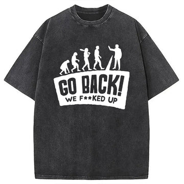 Personality fashion Evolution Go Back Washed T-Shirt