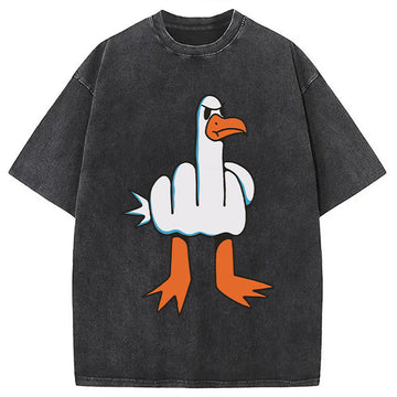 Personality fashion Rude Seagull Washed T-Shirt