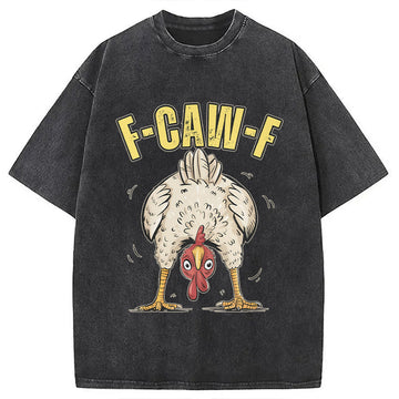 Personality fashion Funny Chicken Washed T-Shirt