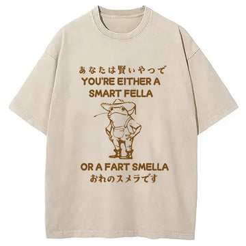 Personality fashion Are You A Smart Fella Or Fart Smella Washed T-Shirt