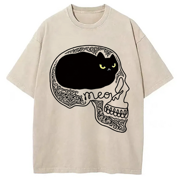 Personality fashion All I Can Think About Is Cat Washed T-Shirt