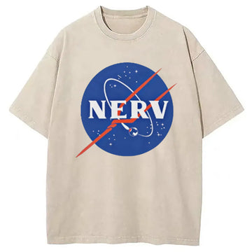 Personality fashion Japanese NERV Washed T-Shirt