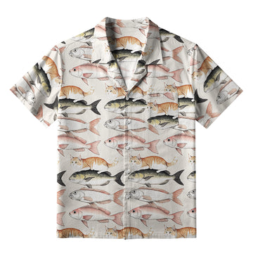 Personality fashion  Funny Cat Riding On Fish Aloha Hawaiian Shirt