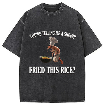Personality fashion Funny Shrimp Meme Washed T-Shirt