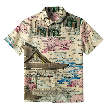 Personality fashion  Japanese Courtyard Button-up Shirt